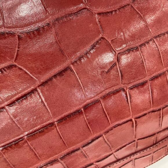 Lauren Ralph Lauren Red Croc-Embossed Tote - Picture 3 of 15